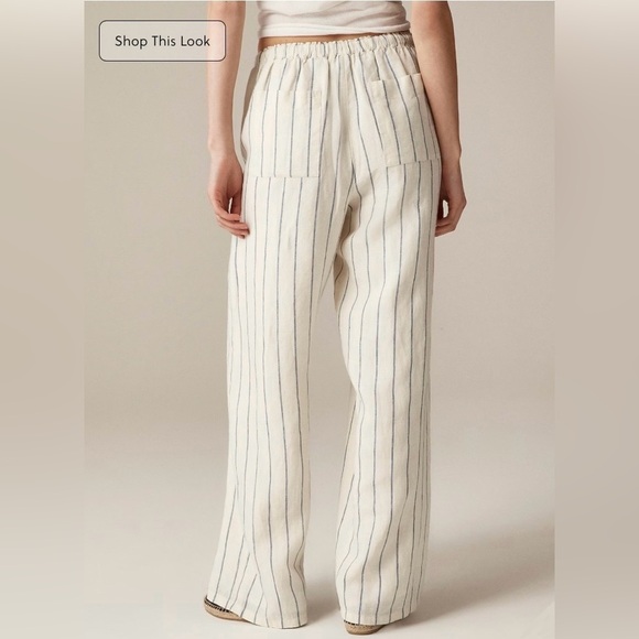 J Crew Ivory New Soleil Pant in Striped Linen Size M NWT - Picture 2 of 11